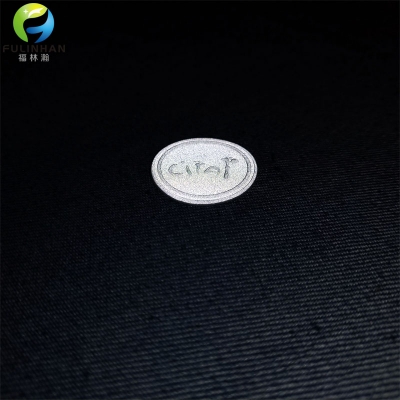 toppe in plastica con logo goffrato riflettente argento