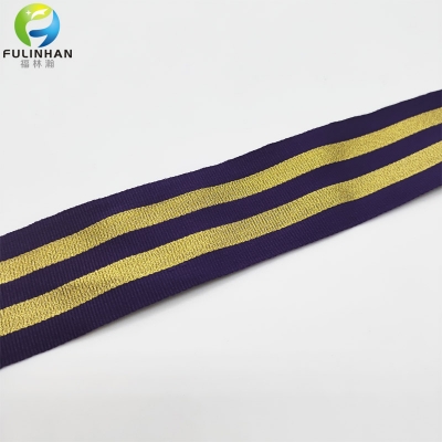 fettuccia jacquard personalizzata con linea d'oro