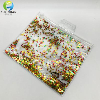 borsa in PVC trasparente personalizzata con paillettes

